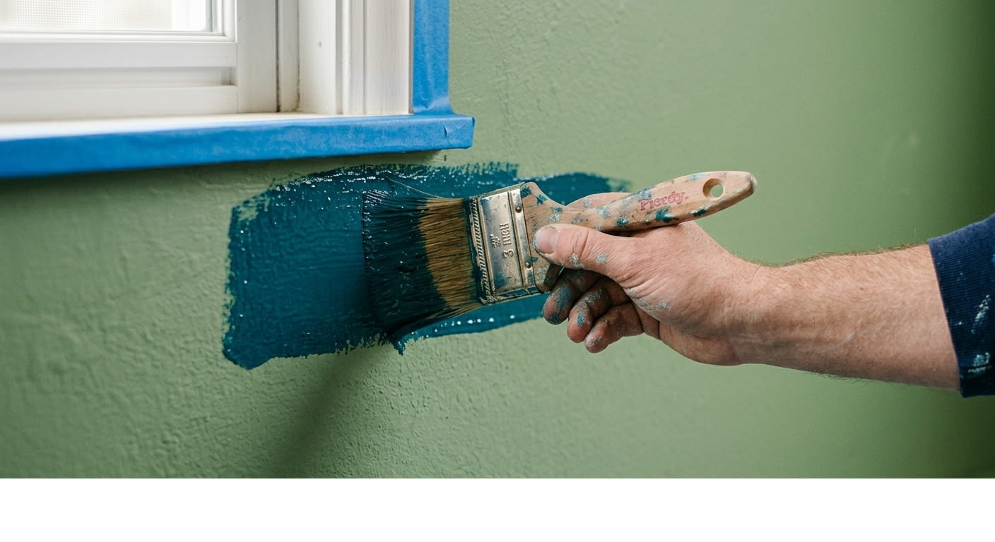 Painter brushing trim with precision